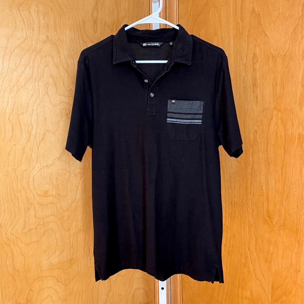 Travis Mathew Mens Black Short‎ Sleeve Golf Polo Shirt with Pocket Size M